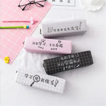 

1PC Kawaii Simple Chinese Trendy Words Pencil Case Pen Bag Box For Kids Gift Cosmetic Stationery Pouch School Supplies