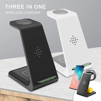 

New High Quality 3-in-1 Qi Wireless Charger Dock 10W Fast Charging Compatible for iPhone iWatch Airpods Wireless Chargers