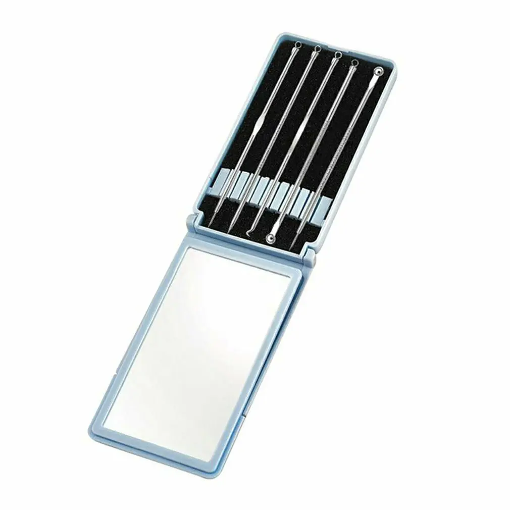 

5 pcs/set Pimple Needle Stainless Steel Acne Blackhead Remover Kit Blemish Comedone Extractor Remover Tool with Mirror