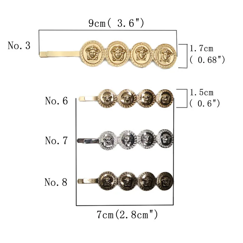 2019 Новинка Медуза портрет Панк Золотая монета заколки для волос для женщин оптовая продажа аксессуары для волос Элегантные шпильки