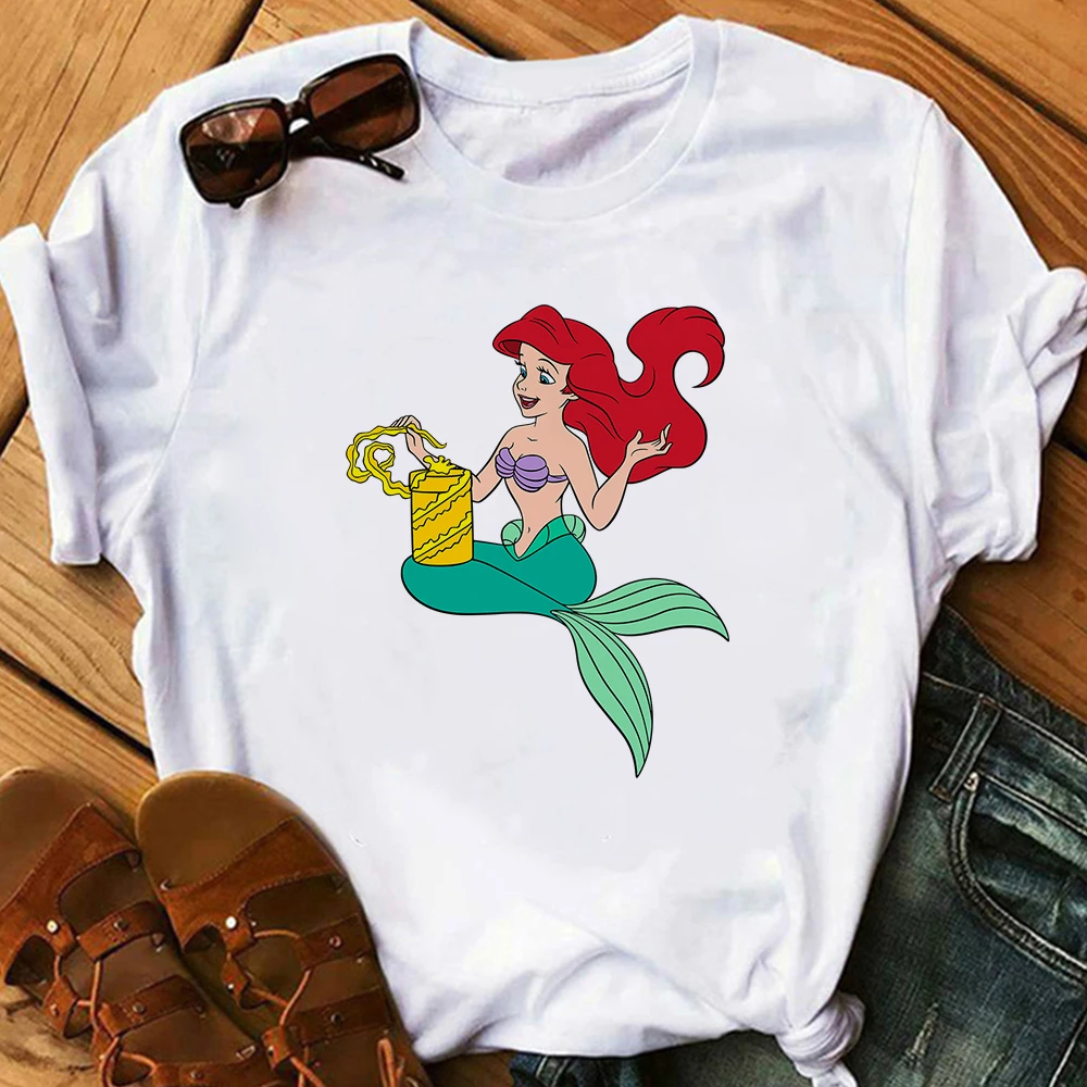 ディズニープリンセスの女性用tシャツ 小さな人魚のプリントが施された女性用tシャツ T Shirts Aliexpress