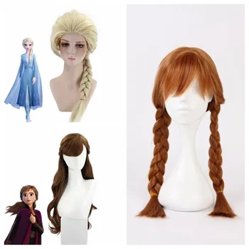 

2020 new Anime cosplay ice snow 2 Anna Elsa Princess role wig Halloween makeup party clothing accessories COS Adult child wig