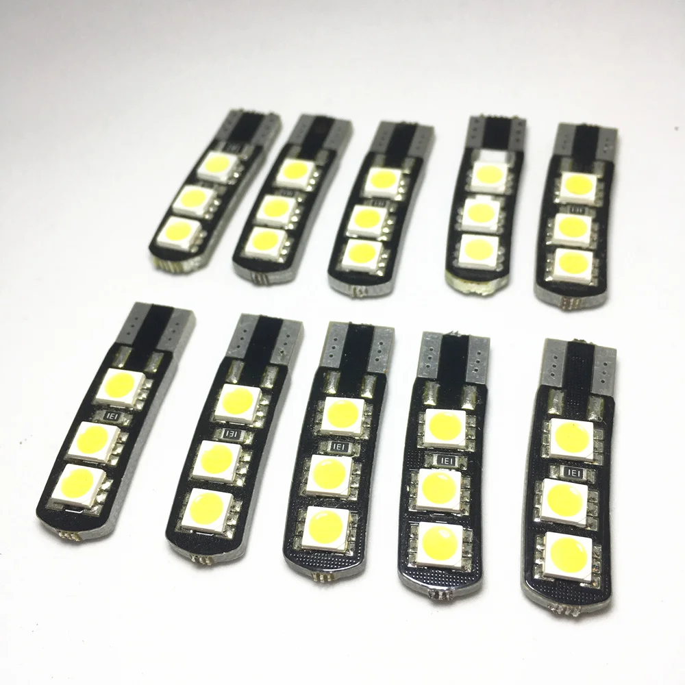 

100 шт. T10 светодиодный W5W 6 SMD 5050 светодиодный 194 168 Canbus яркий Ножи edgeDouble без ошибок парковочный Ширина лампы Автомобильные интерьерные лампы светильник