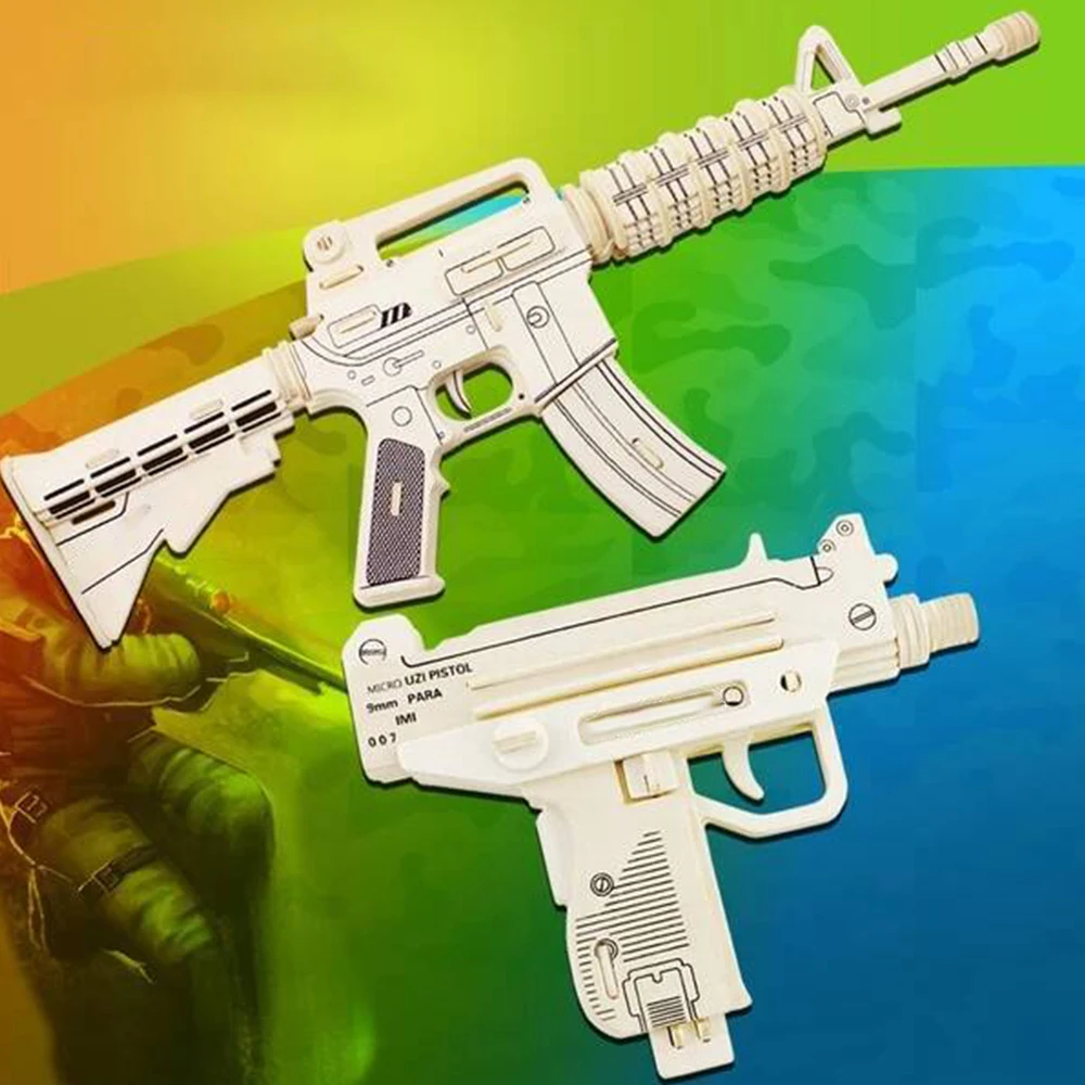 Детский игрушечный пистолет ручной Diy креативный 3d деревянный стерео съедающий