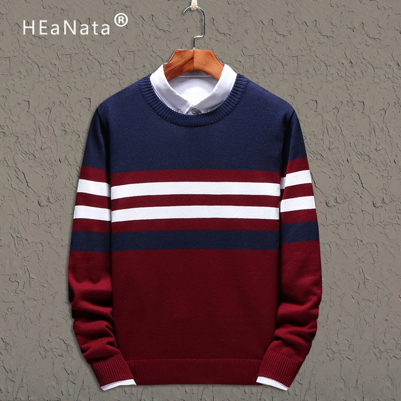 Sweater Pullover Men 2019 Male Brand Casual Slim Men Striped O-Neck Sweater Knitted Sweater Hedging Turtleneck Men'S Sweater Top Sweater Pullover Men 2019 Male Brand Casual Slim Men Striped O-Neck Sweater Knitted Sweater Hedging Turtleneck Men'S Sweater Top