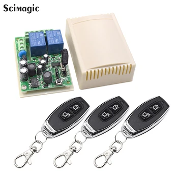 

433MHz AC 110V 220V Universal Wireless 2CH RF Transmitter Remote Control Switch + RF Relay Receiver For Light Garage Door Opener