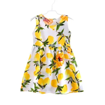 

Cotton Baby girl dress Summer Yellow Flower sleeveless Dress Children Clothes Birthday Party Clothing For 1-6 Years Old