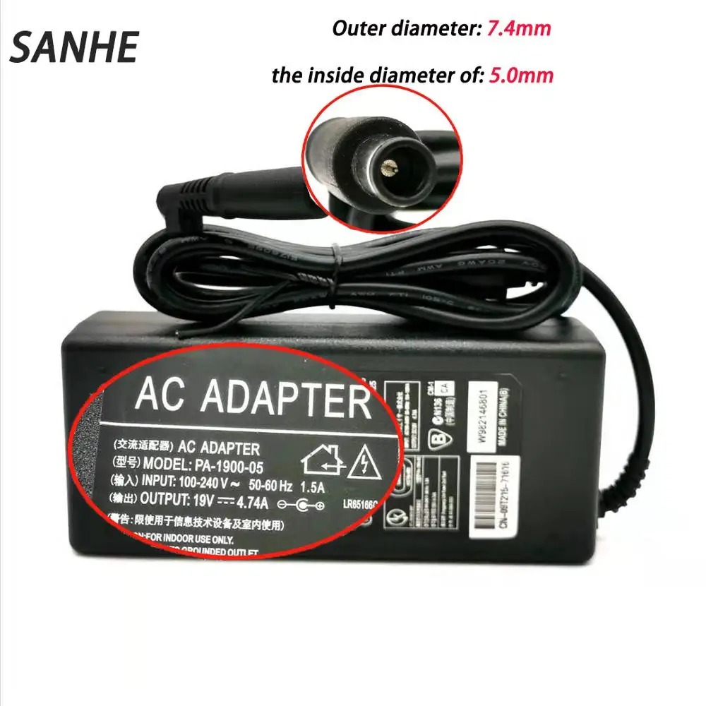 Más de 90W 19V 4.74A reemplazos cargador de adaptador para ordenador portátil AC apto para HP Pavilion DV4 DV5 DV7 G60 cuaderno reemplazos adaptador