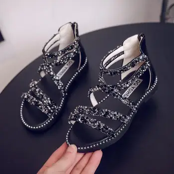 

Summer Fashion Roman Boots High-top Girls Sandals Hot Sale Kids Sandals With Beads Child Sandals Girls Shoes High Quality