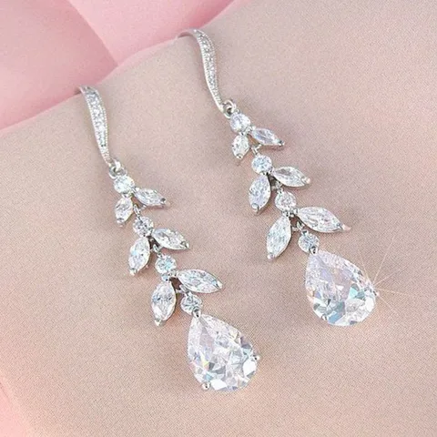 Aesthetic Bridal Dangle Earrings for Wedding Luxury Crystal Cubic Zirconia Fashion Design Women’s Earrings 2021 Jewelry