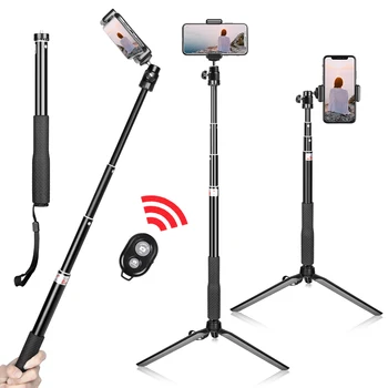 

98cm 2in1 Portable Tripod For Phone 1/4 Screw Head Flexible Selfie Tripod Stand With Bluetooth Remote Control & Holder For Phone