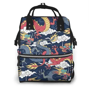 

Mummy Maternity Nappy Bag Dragons Fighting In The Clouds Large Capacity Baby Bag Travel Backpack Nursing Bag for Baby Care