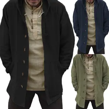 

Casual Men Autumn Winter Coats Fashion Long Sleeve Hooded Outerwear Men Overcoats Brand Clothing Loose Outwear куртка мужская