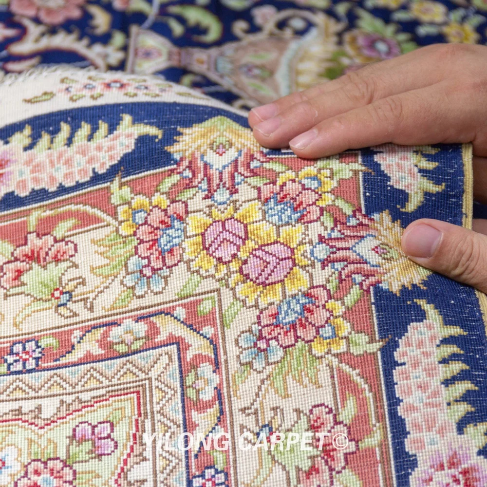 Yilong 9'x12' Vantage классический ковер большой темно-синий hereke ручной завязанный шелковый ковер(HF058A