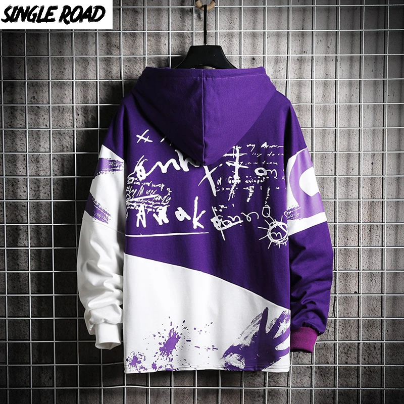 SingleRoad Men's Hoodies Men 2020 Oversized Patchwork Graffiti Harajuku Japanese Streetwear Hip Hop Purple Sweatshirt Hoodie Men SingleRoad Men's Hoodies Men 2020 Oversized Patchwork Graffiti Harajuku Japanese Streetwear Hip Hop Purple Sweatshirt Hoodie Men