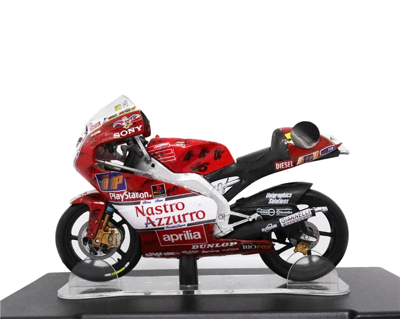 LEO модели 1/18 Honda NSR500 тест Valencia 2000 Yamaha YZR Ducati Desmosedici GP12 Aprilia RSW250 тест Jerez 1999 GP125 WC1995 - Цвет: Aprilia Imola 1999