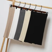 HLBCBG блестящая женская трикотажная юбка с высокой талией и люрексом, Весенняя Осенняя модная юбка в рубчик, элегантная миди женская повседневная юбка