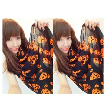

Ladies Shawl Sunscreen Scarf Large Long Skull Head Printed Silk Scarves Women Air Conditioning Silk Fabric Chiffon Yarn Towel