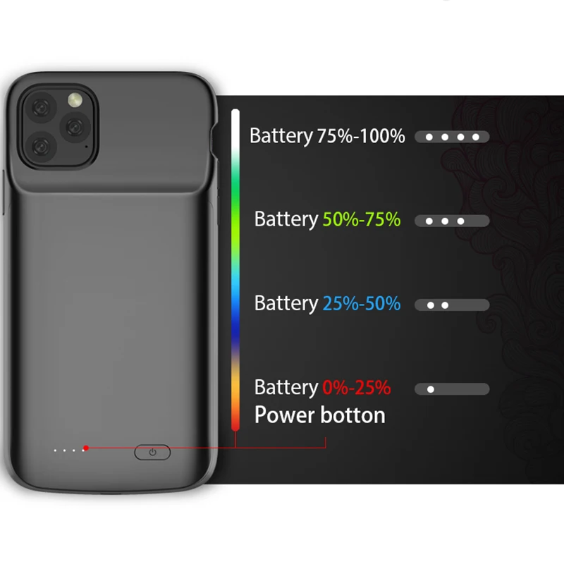 Neng для iPhone 11Pro Max, чехол для зарядного устройства, 5000 мАч, перезаряжаемый внешний аккумулятор, Внешнее зарядное устройство, чехол для iPhone 11 11Pro