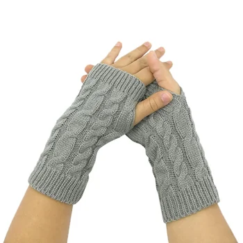 

Autumn And Winter New Ladies Wool Knitted Half Finger Gloves Casual Warm Cold Short Wool Gloeves Fingerless Solid Color Mittens