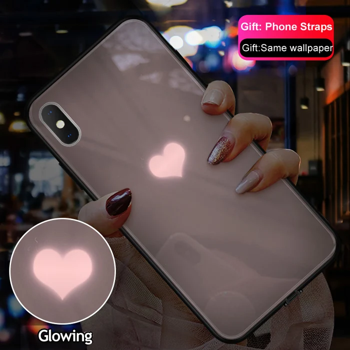 Светящийся чехол Vpower для iPhone XS Max, светящаяся стеклянная задняя крышка для iPhone XR, чехлы из ТПУ с мягким краем, силиконовая стеклянная крышка