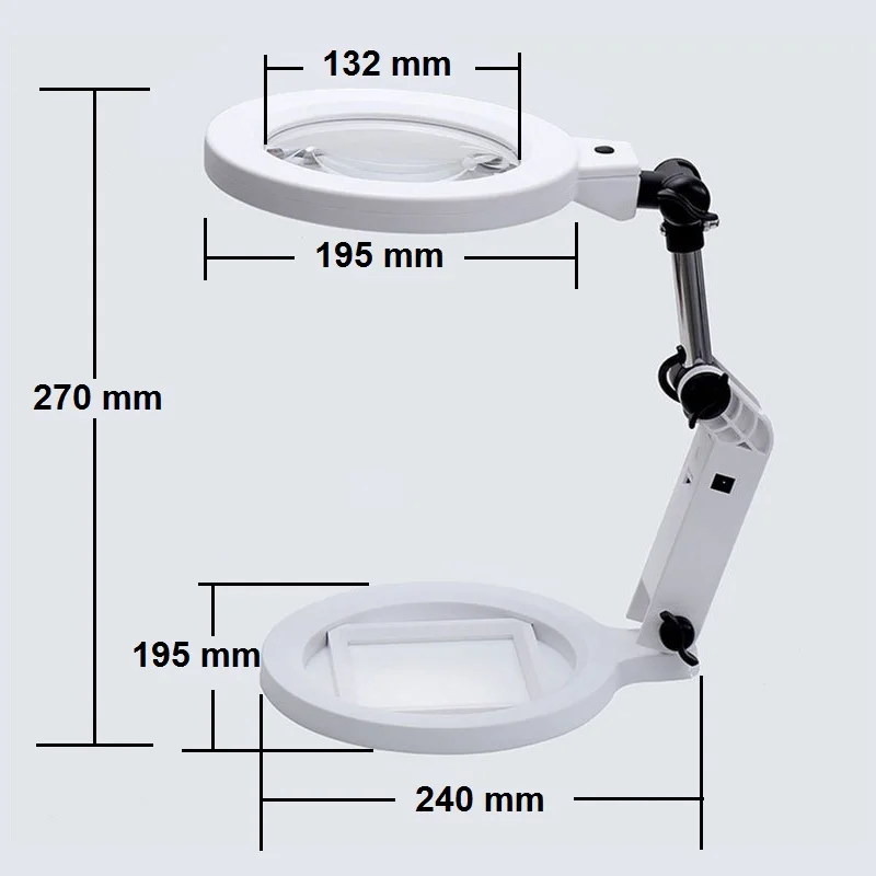 Folding LED Desktop Magnifier Reading Magnifier Illuminated Magnifying Glass External Power Scales Base Sculpture Collection