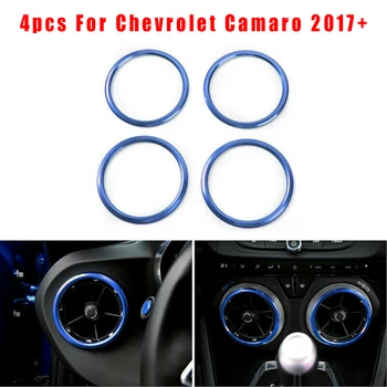 

4pcs Interior Air Conditioner Vent Outlet Ring Cover Trim Blue Aluminum Alloy Decor DIY Item For Chevrolet Camaro 2017+