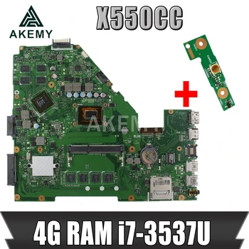 

Akemy X550CC Laptop motherboard For Asus X550C A550C X550VB X552C X550CL R510C Test original mainboard 4G RAM i7-3537U GT720M