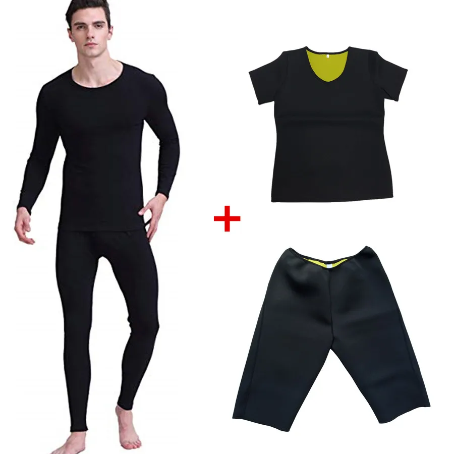 Men Slimming Pants Shirt Long Sleeve Set Body Shapers Tops Fitness Waist Corsets Sports Sweat Sauna Panties Weight Loss Neoprene | Мужская