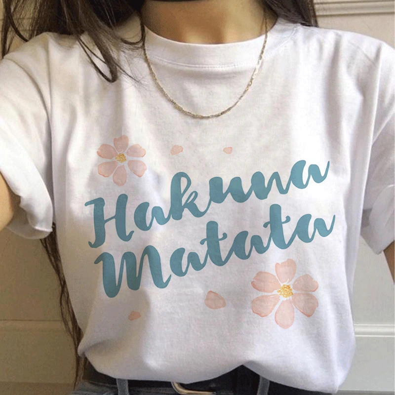 Новинка лета хакуна матата футболки tumblr рубашка Femme Harajuku Эстетическая футболка Ullzang Винтажная Футболка Kawaii Vogue Женская футболка