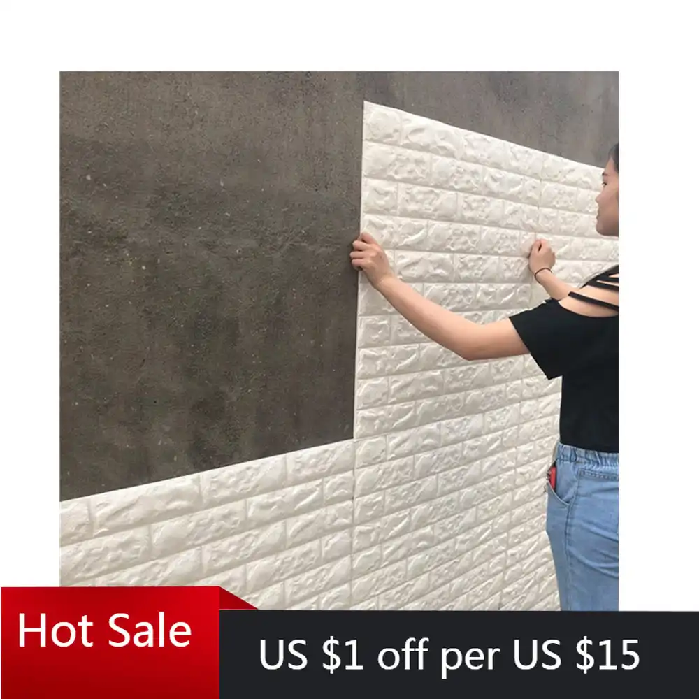 3dレンガの壁紙皮とスティックパネル自己粘着泡ウォール紙デカール用のリビングルームの家装飾 Aliexpress