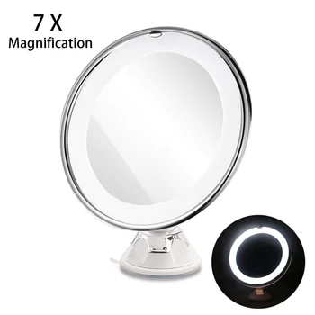 

RUIMIO LED 7X Magnifying Makeup Mirror with Power Locking Suction Cup Bright Diffused Light and 360 Degree Rotating Adjustable A