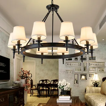 

Modern Chandeliers Living Room Bedroom Foyer Light Fixtures Fabric Lampshade Lamp Decor Home Lighting Black Lustre WY40112