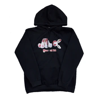 

Harajuku Bloody Rabbit Print Hoodie Vintage Loose Hooded Pullover Fashion Letter Sweatshirt Autumn Hoodie Women Man Hoodie
