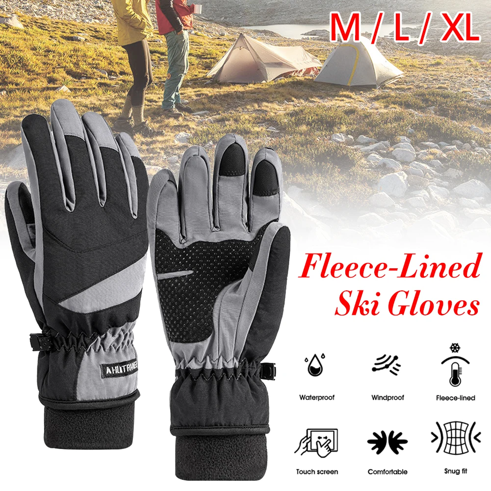 

Ski Gloves Curved Finger Touch Screen Non-slip Riding Gloves Winter Outdoor Warm Waterproof Velvet Sports For Men And Women