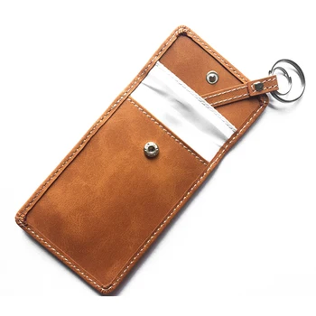 

12.5*8cm Protector Car Leather Anti-Theft Key Bag RFID Signal Blocking Cover Pouch Case Card Slot Practical High Quality