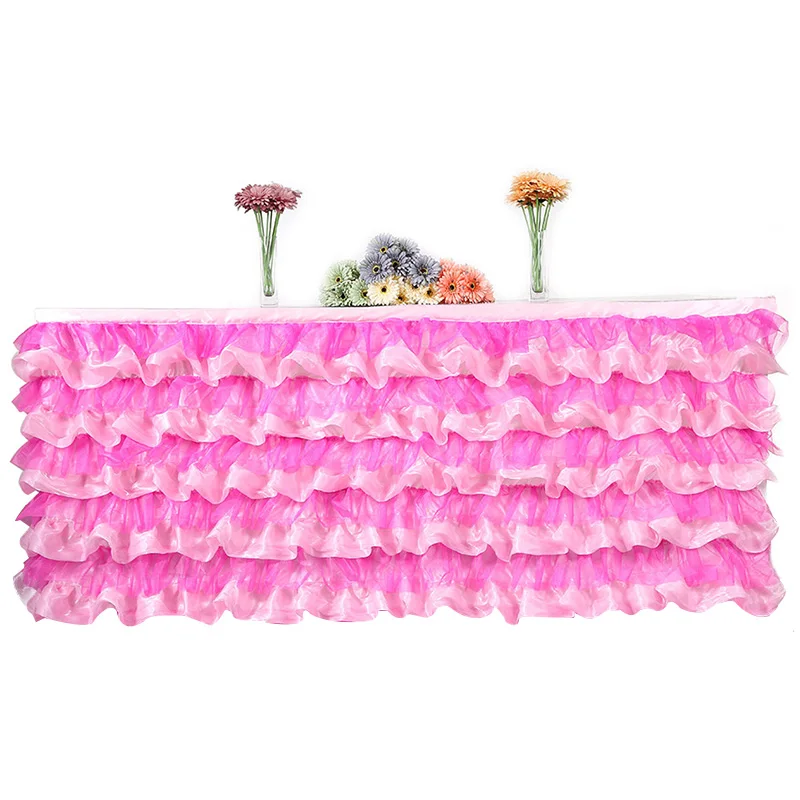 Юбка для свадебного стола ing Тюлевая оборка для стола для свадебного украшения, настольная юбка для детского душа, праздничный день рождения, вечерние 275x80 см, 6 цветов - Цвет: Rose