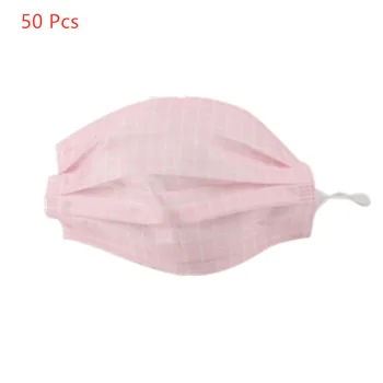 

50 Pcs 3 Layers Anti Dust Protection Men Disposable Mask Pink Grid Color Face Mask Anti-Pollution Fabric Cycling