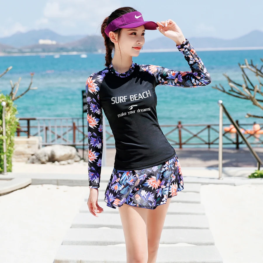 Женский спортивный костюм с длинным рукавом купальный для серфинга из двух