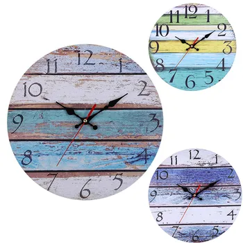 

Vintage Rustic large arabic numerals Wooden Wall Clock Antique Shabby Retro Wall Clock for Home Kitchen Room Decor
