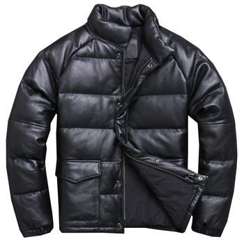 

Genuine Leather Jacket Men Real Cow Leather Winter Coat Men Slim Duck Down Coat for Mens Clothing Jaqueta Masculino Couro YY862