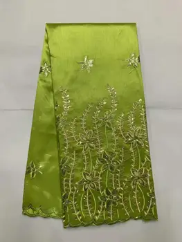

Sequins George Lace High quality george lace fabric with net lace fabric blouse green for wedding dress FB-106