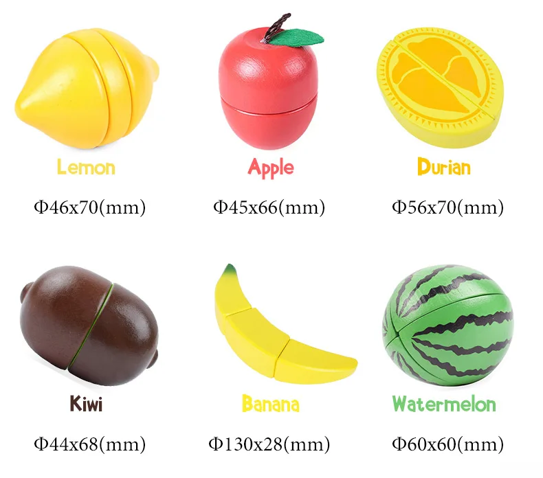 [Toy Woo] Wooden Cutting Kitchen Toy Pretend Play Fruit Vegetable Baby Educational Food Toys Children's Kitchen Play Gifts