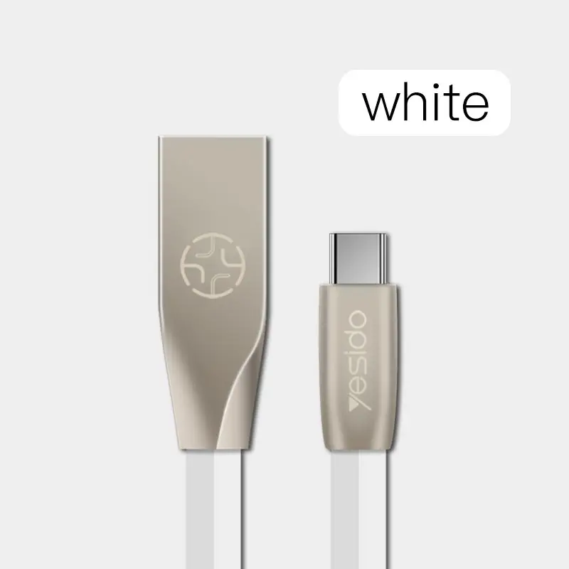 Белый Yesido usb type-C кабель для быстрой зарядки 2.4A для huawei mate 30 samsung S10 S9 S8 1,2 M type-C кабель для Xiaomi mi 8 A2 Red mi Note 7 - Цвет: Белый