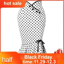 Модные женские юбки, сексуальные, повседневные, в горошек, с рюшами, облегающие бедра, вечерние, Falda Bohemia