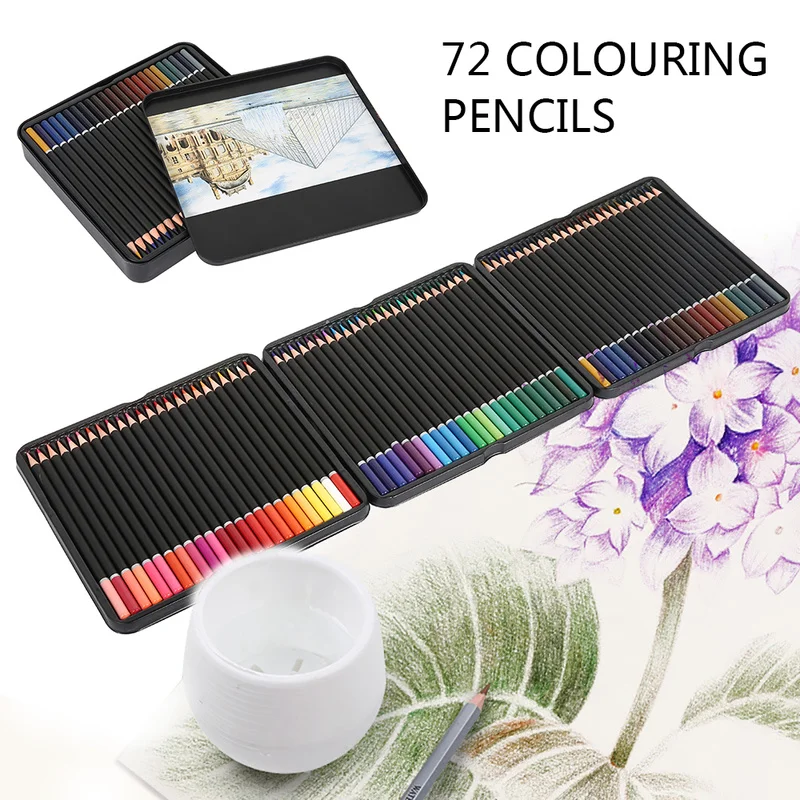 

72Colors Advanced Color Pencil Iron Box Set Artist Painting Sketching Wood Drawing Pen Beginner Student Professional Full Sets