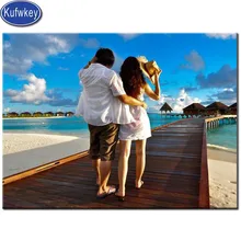 5D DIY фото на заказ Алмазная картина Полная площадь круглый дрель вышивка "Романтическая пара" Алмазная мозаика крестиком Декор для дома