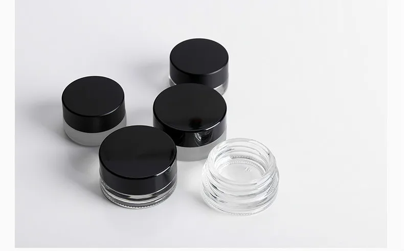 3g 5g мини, из прозрачного стекла банка для крема образец крема для глаз маленькая круглая бутылка Косметическая Упаковка Контейнер с черной крышкой