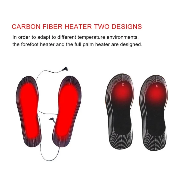 Стельки из углеродного волокна с электрическим подогревом, на батарейках, можно разрезать обувь, вставить грелку, грелку для ног, аксессуар для ухода, размер 35-45