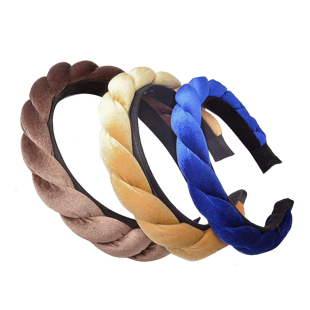 Solid Color Velvet Braid Headband with Teeth Hair Accessories Korean Twists Hairband Women and Girls Head Wear |